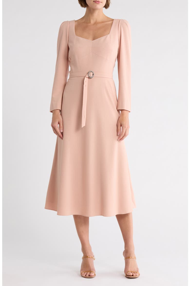 Katerina Long Sleeve Crepe Dress, Main, color, PIN-PINK