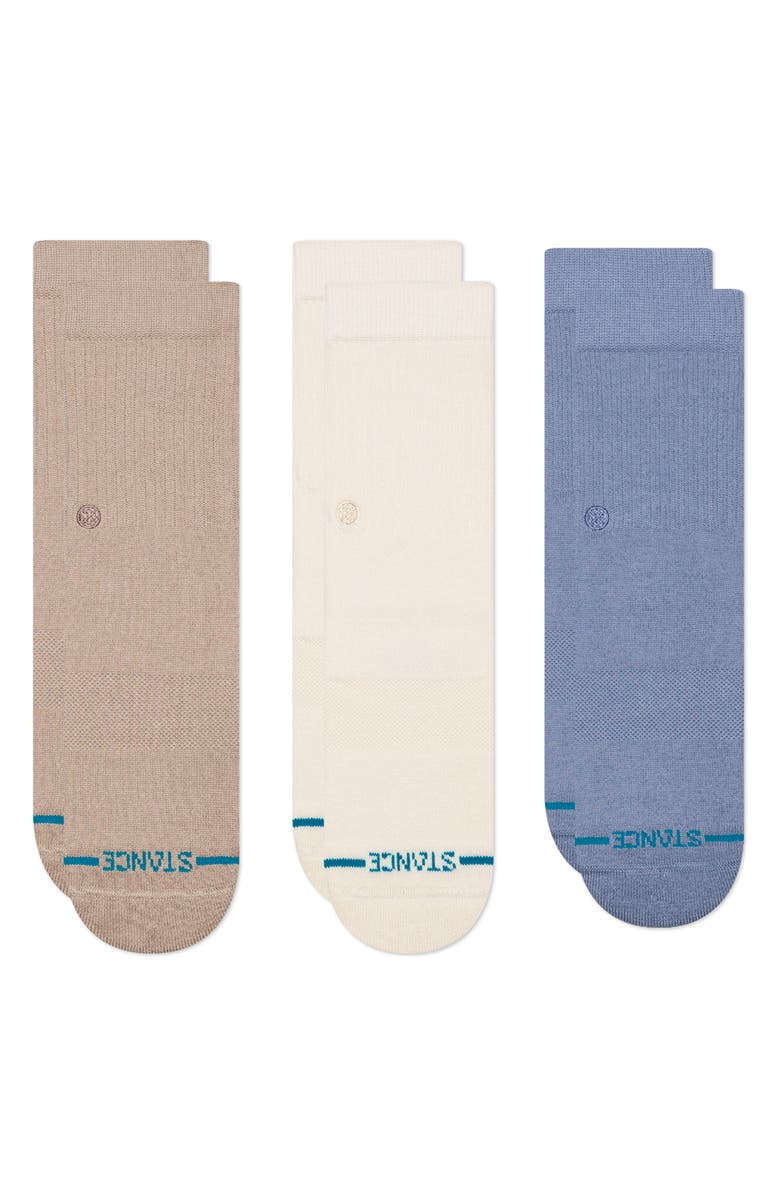 Stance Icon 3-Pack Assorted Socks, Main, color, Blue/ Beige/ Ivory