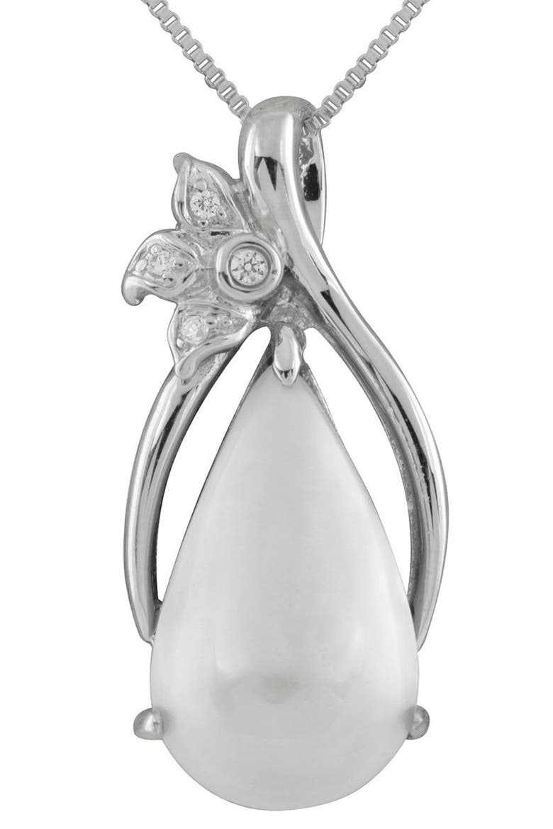 Sterling Silver Freshwater Mabe Pearl Pendant Necklace, Main, color, WHITE