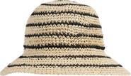 Bruno Magli Stripe Crochet Straw Bucket Hat