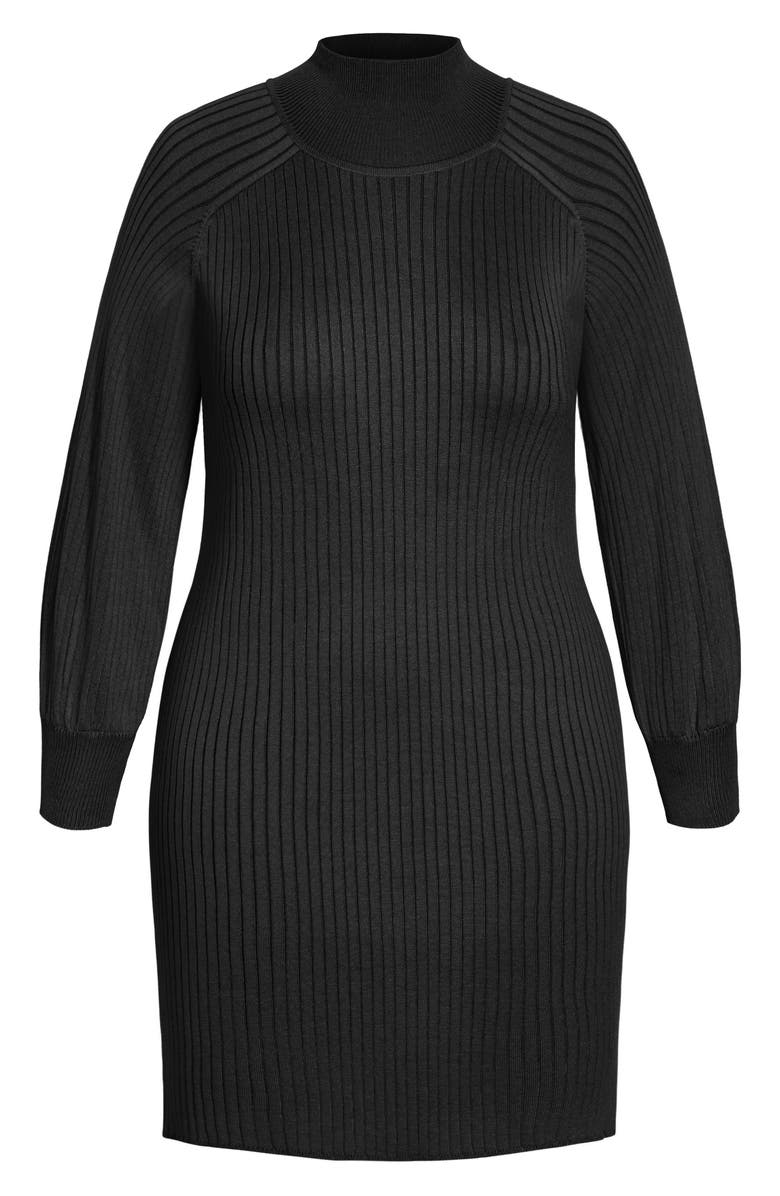 City Chic Mock Neck Long Sleeve Rib Sweater Dress, Alternate, color,