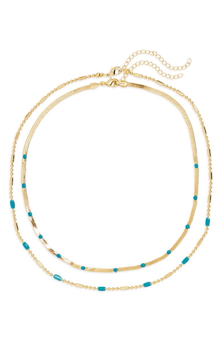 Leith 2-Pack Assorted Enamel & Chain Necklaces, Alternate, color, Turquoise/ Gold