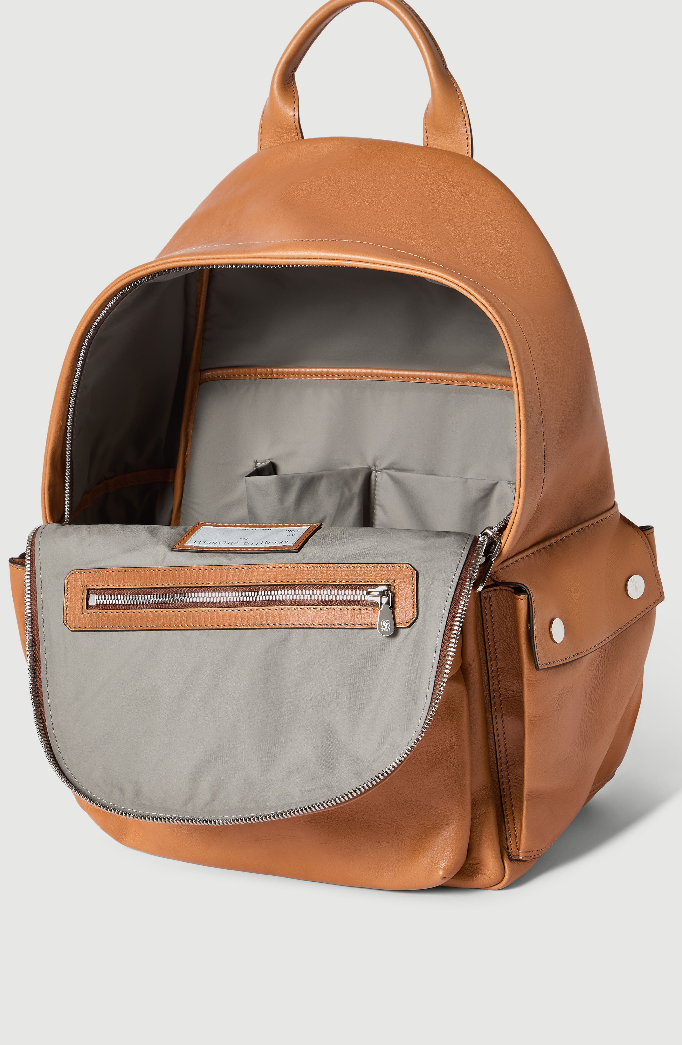 Brunello Cucinelli Cowhide travel backpack, Alternate, color, Cognac