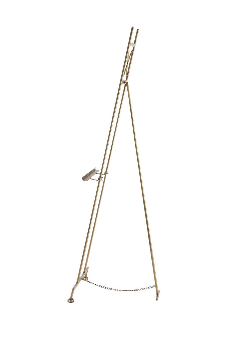 WILLOW ROW Goldtone Metal Modern Easel with Chain Support, Alternate, color, Brown