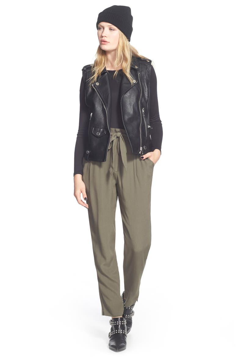 Faux Leather Moto Vest, Alternate, color, BLACK