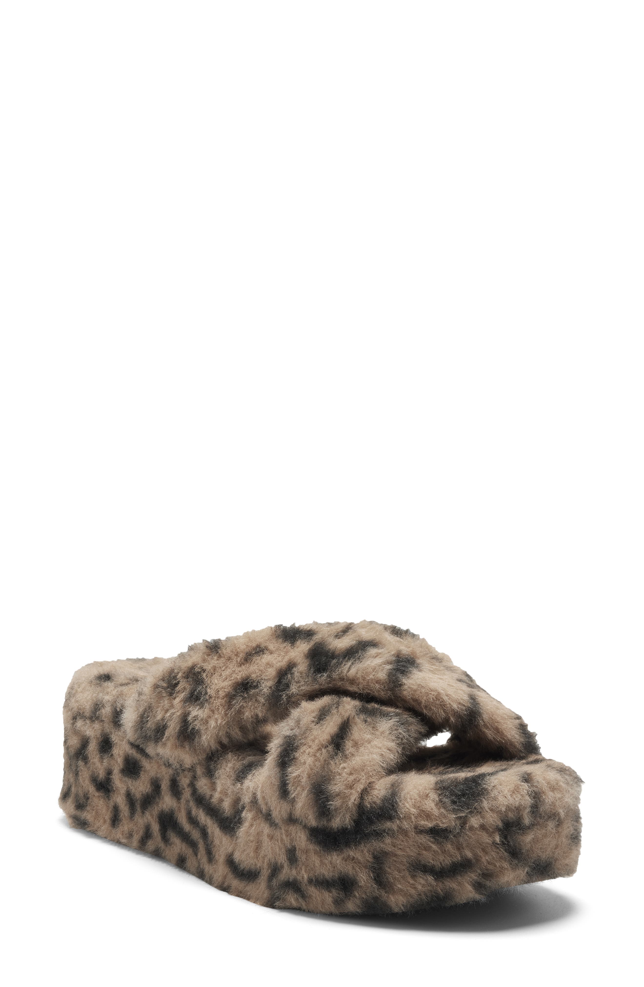 Talulla Faux Fur Platform Cozy Slip-On Sandal, Main, color, NATURAL
