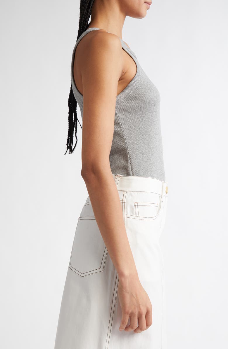 TOTEME Curved Rib Tank Top, Alternate, color, Grey Melange 074