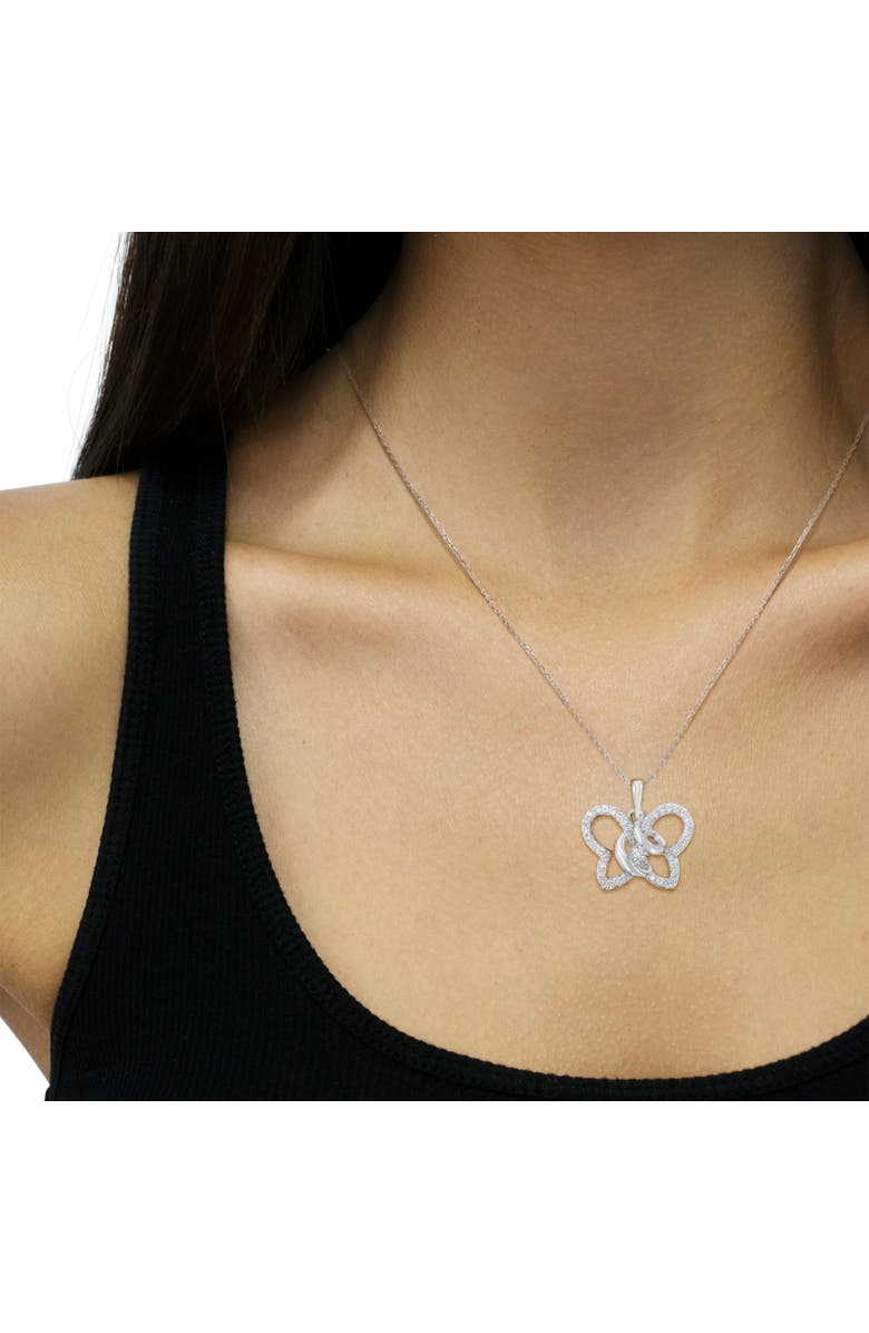 Haus of Brilliance Silver 1/4 cttw Prong-Set Diamond Butterfly 18" Pendant Necklace, Alternate, color, White