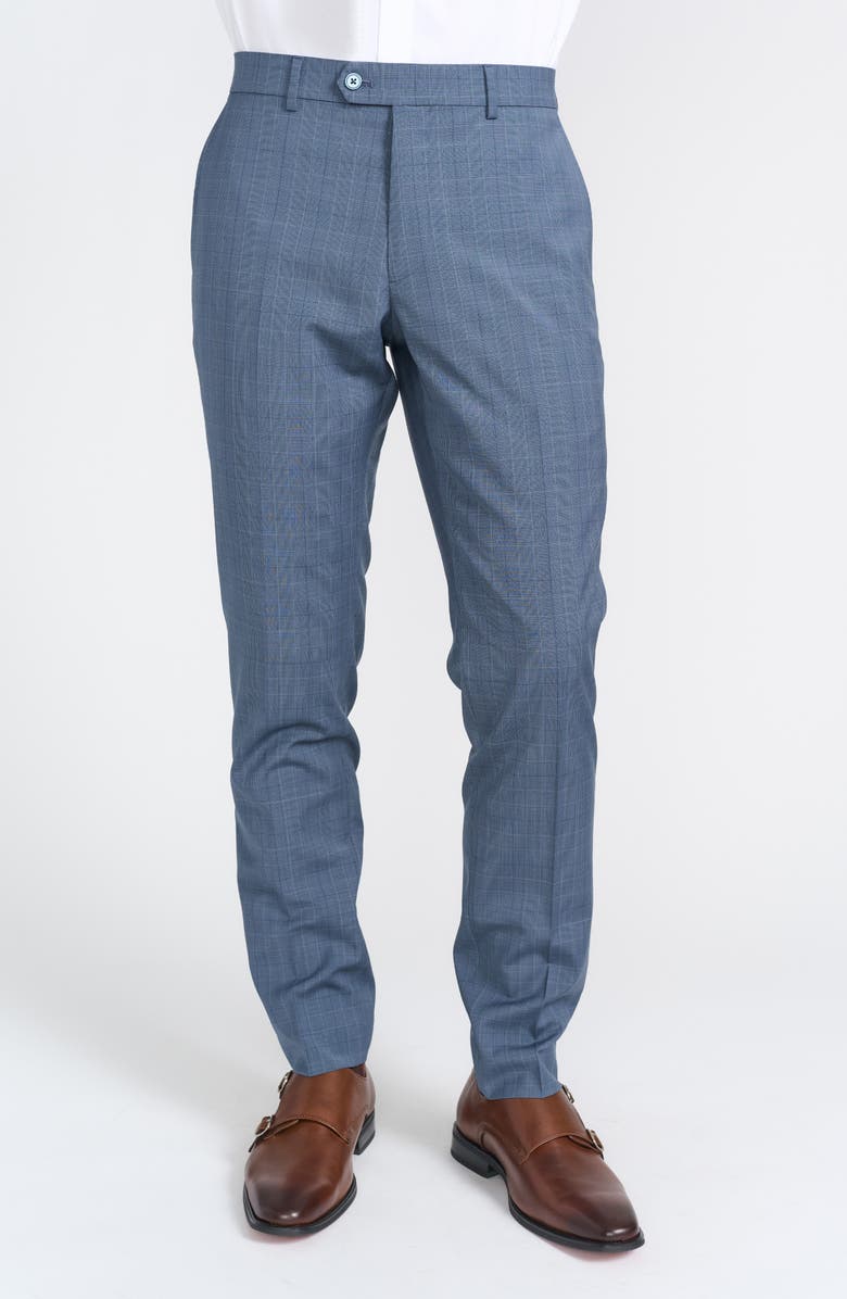 CRICKETEER Blue Glen Plaid Wool Blend Suit, Alternate, color, Blue