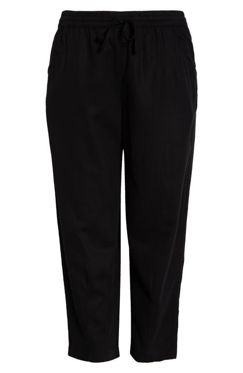Caslonr Caslon(r) Drawstring Wide Leg Linen Blend Pants In Black