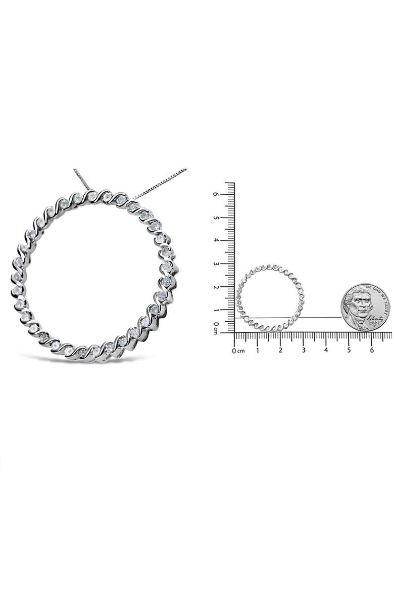 Haus of Brilliance Silver 3/4 Cttw Round Diamond Spiral Curved Circle Pendant 18" Necklace, Alternate, color, White