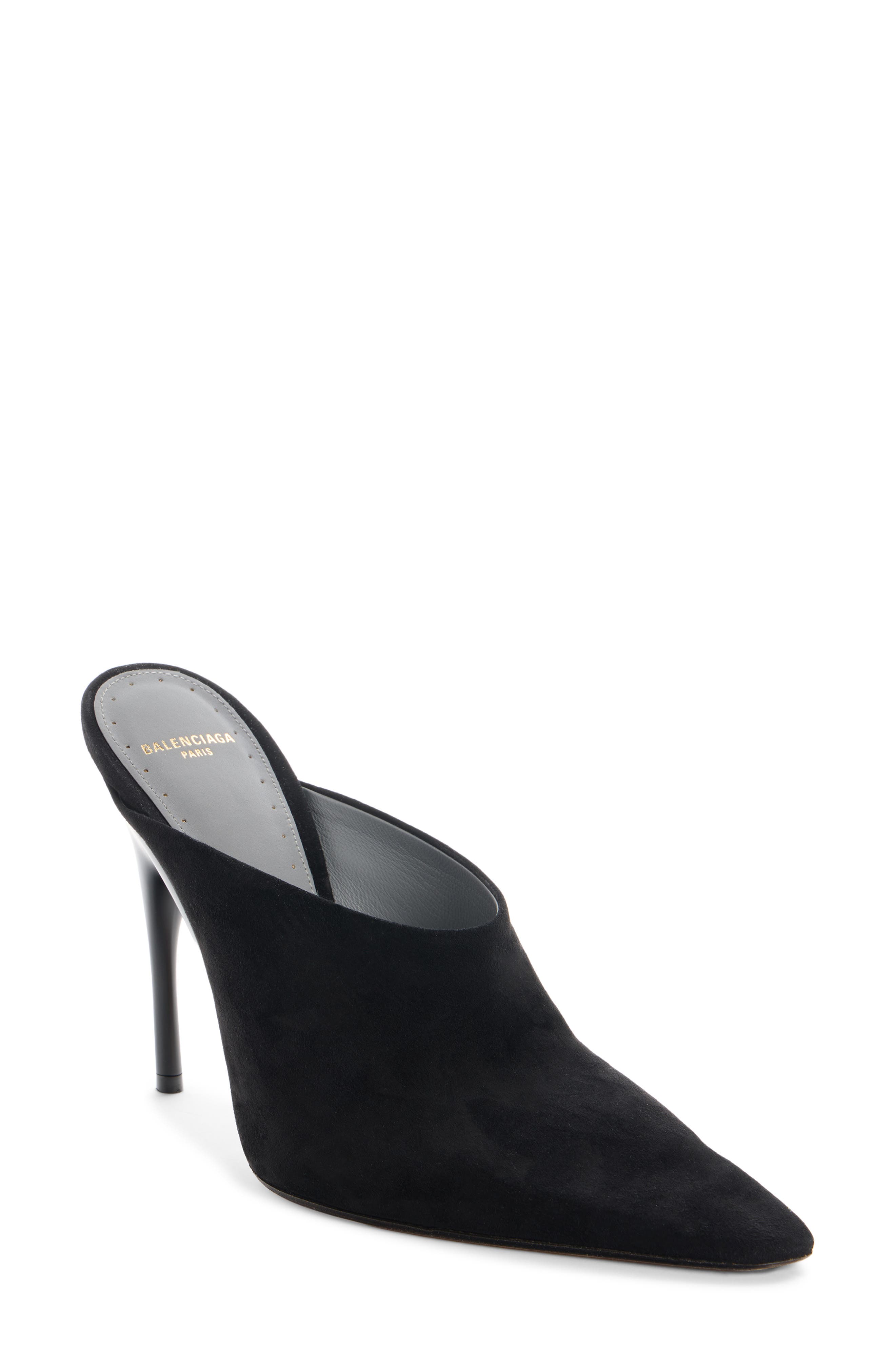 Balenciaga Duchesse Pointed Toe Mule, Main, color, Black