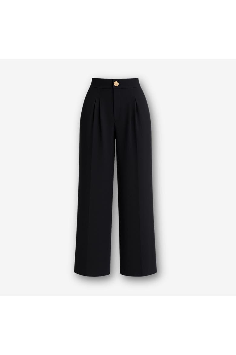 Elara High-Waist Pleated Wide-Leg Trousers, Alternate, color, Black