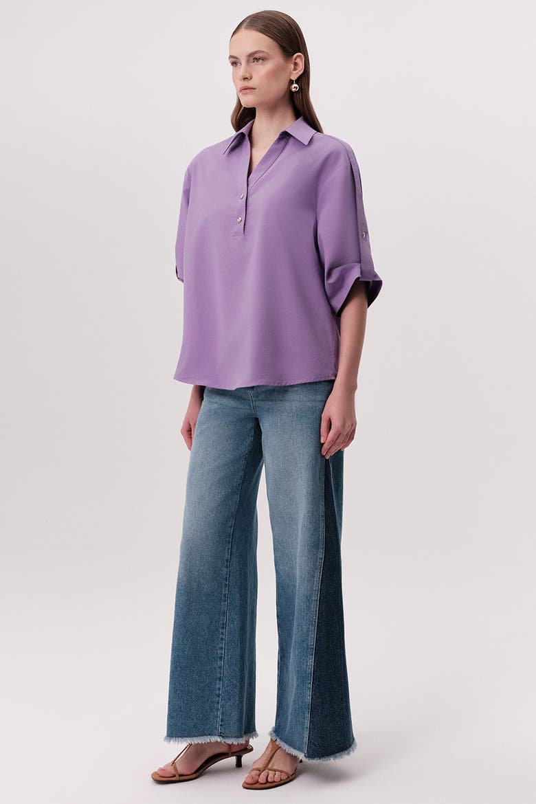 Kaylin Shoulder Epaulette Cotton Shirt, Alternate, color, Lilac
