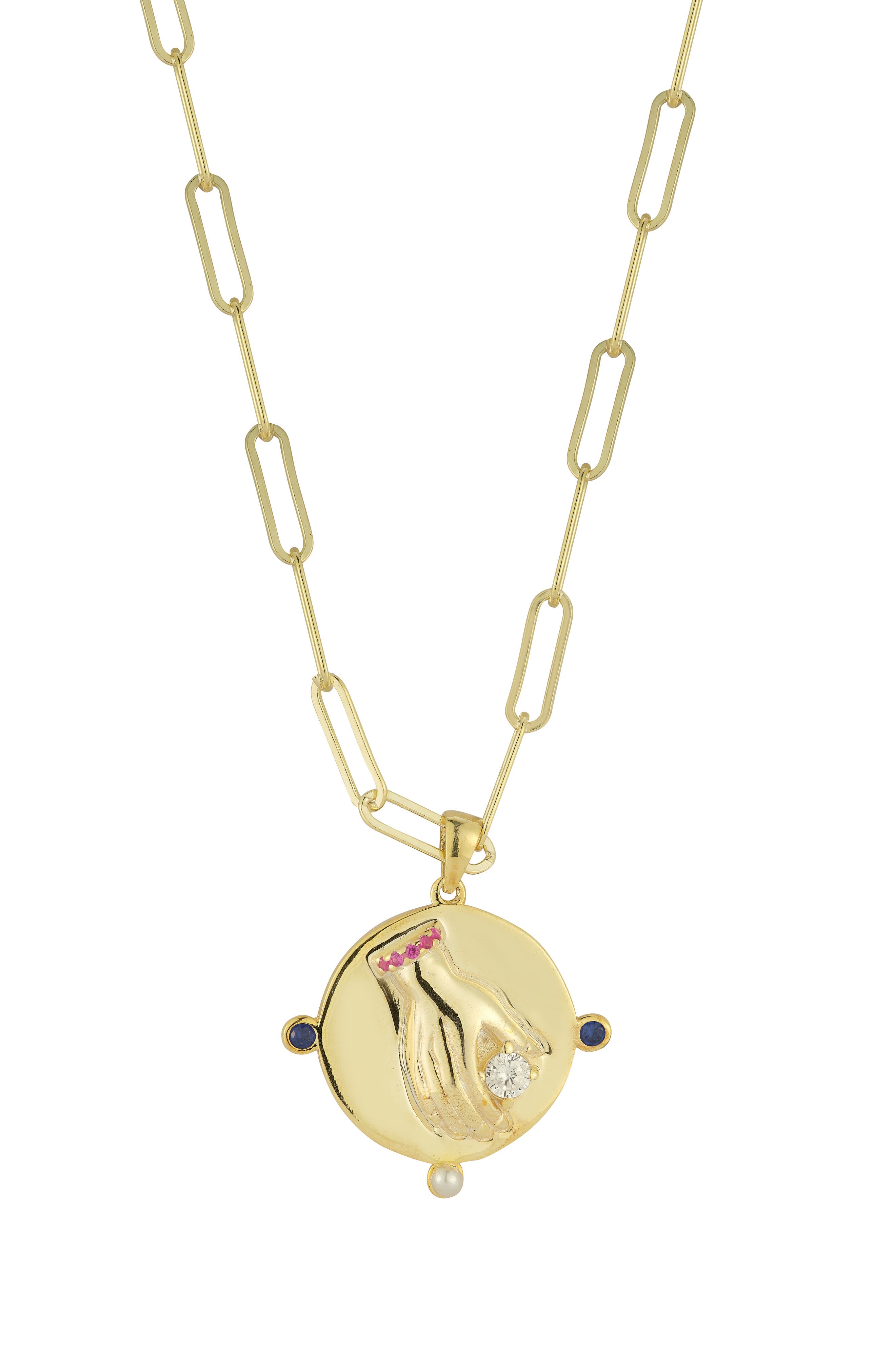 Sphera Milano 14k Gold Plated Medallion Pendant Necklace