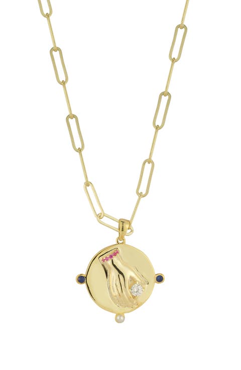 14k Gold Plated Medallion Pendant Necklace