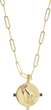 SPHERA MILANO 14k Gold Plated Medallion Pendant Necklace