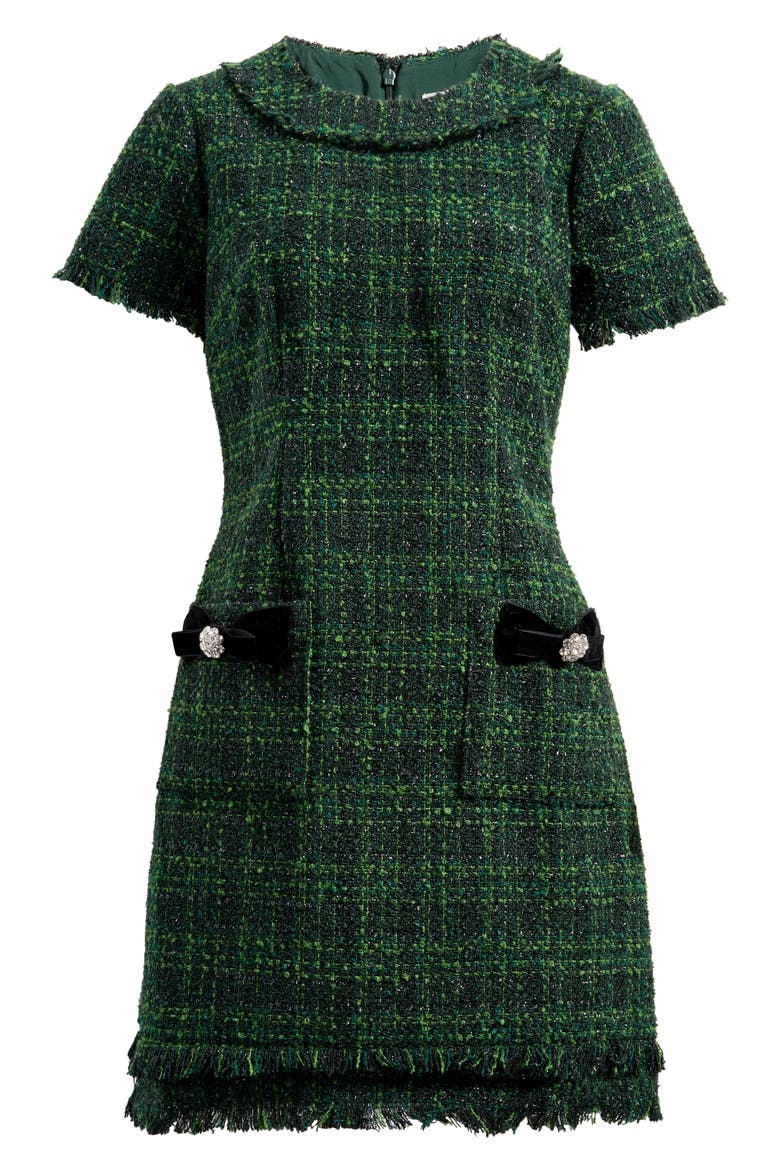 Metallic Tweed Dress, Alternate, color, HUNTER