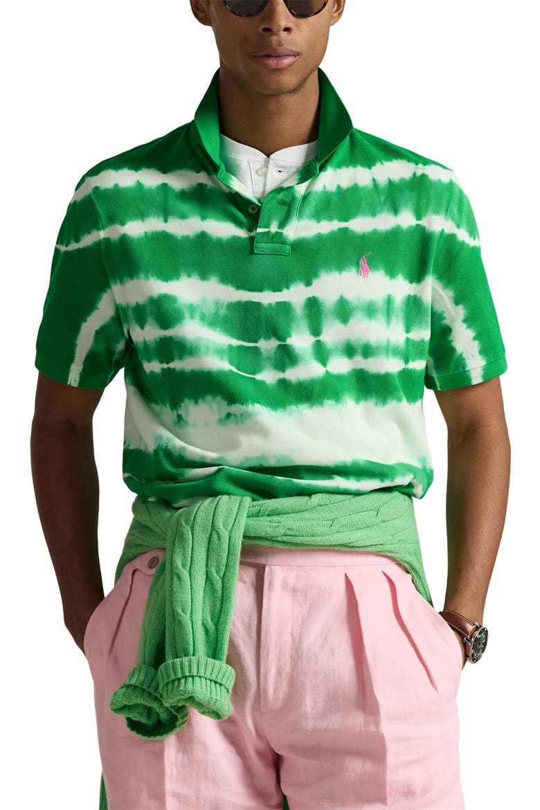 Classic Fit Tie Dye Cotton Piqué Polo, Main, color, STEM MULTI