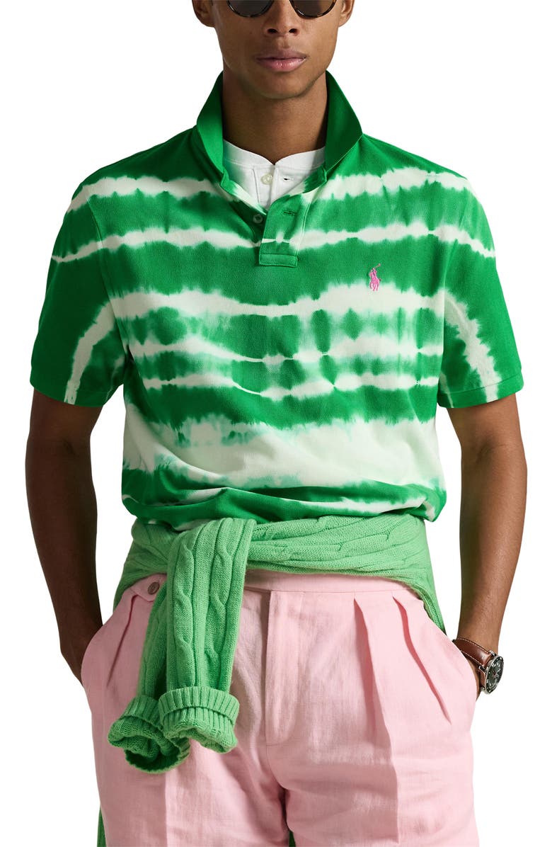 Polo Ralph Lauren Classic Fit Tie Dye Cotton Piqué Polo, Main, color, Stem Multi