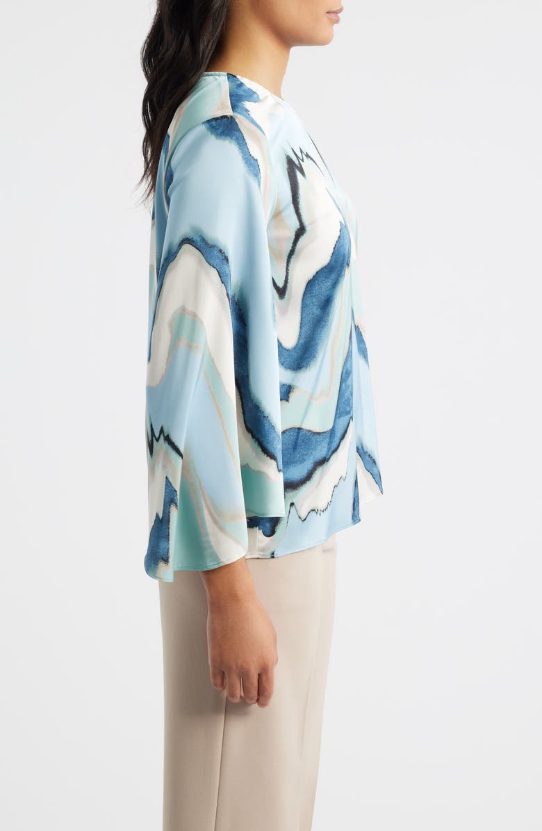Anne Klein Abstract Print Keyhole Front Angel Sleeve Top, Alternate, color, 