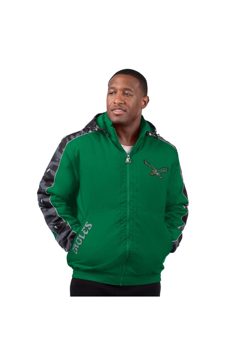 STARTER Men's Starter Kelly Green Philadelphia Eagles Thursday Night Gridiron Full-Zip Hoodie Jacket, Alternate, color, Kelly Green