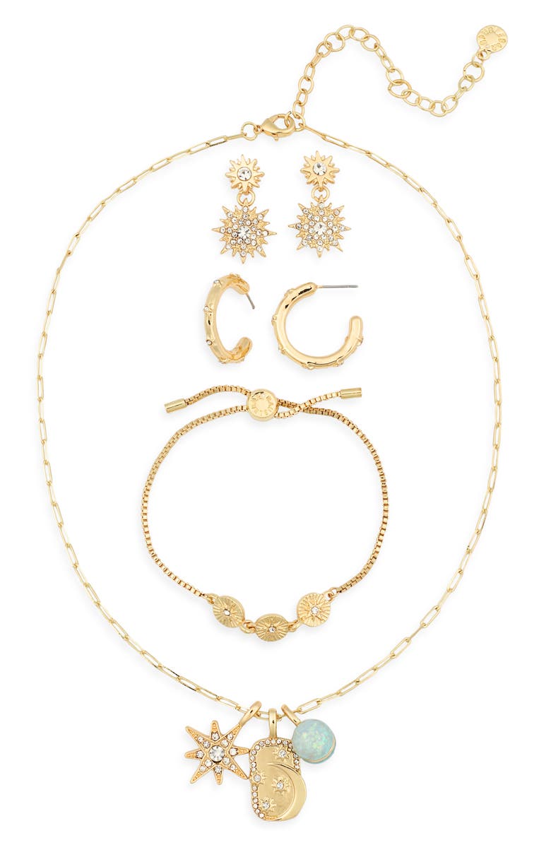 BaubleBar Celestial 4-Pack Earrings, Necklace & Bracelet Set, Alternate, color, Clear