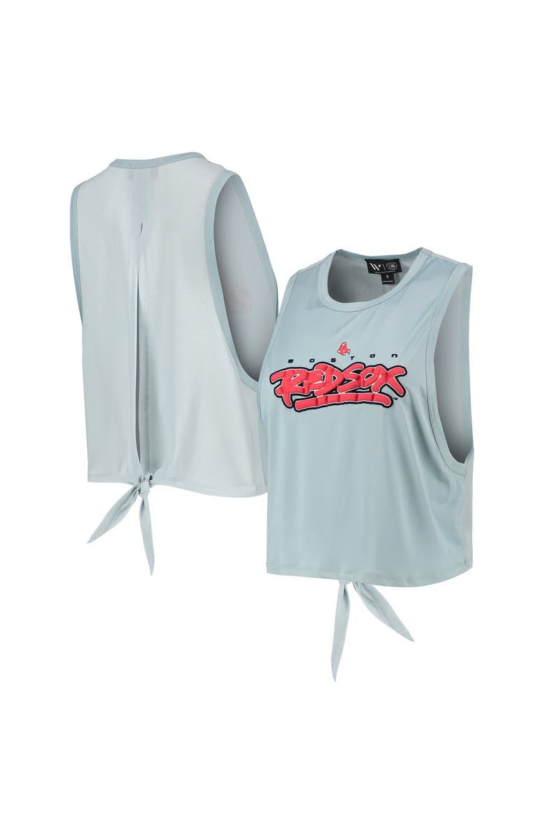THE WILD COLLECTIVE Women's The Wild Collective Light Blue Boston Red Sox Open Back Twist-Tie Tank Top, Main, color, Blue