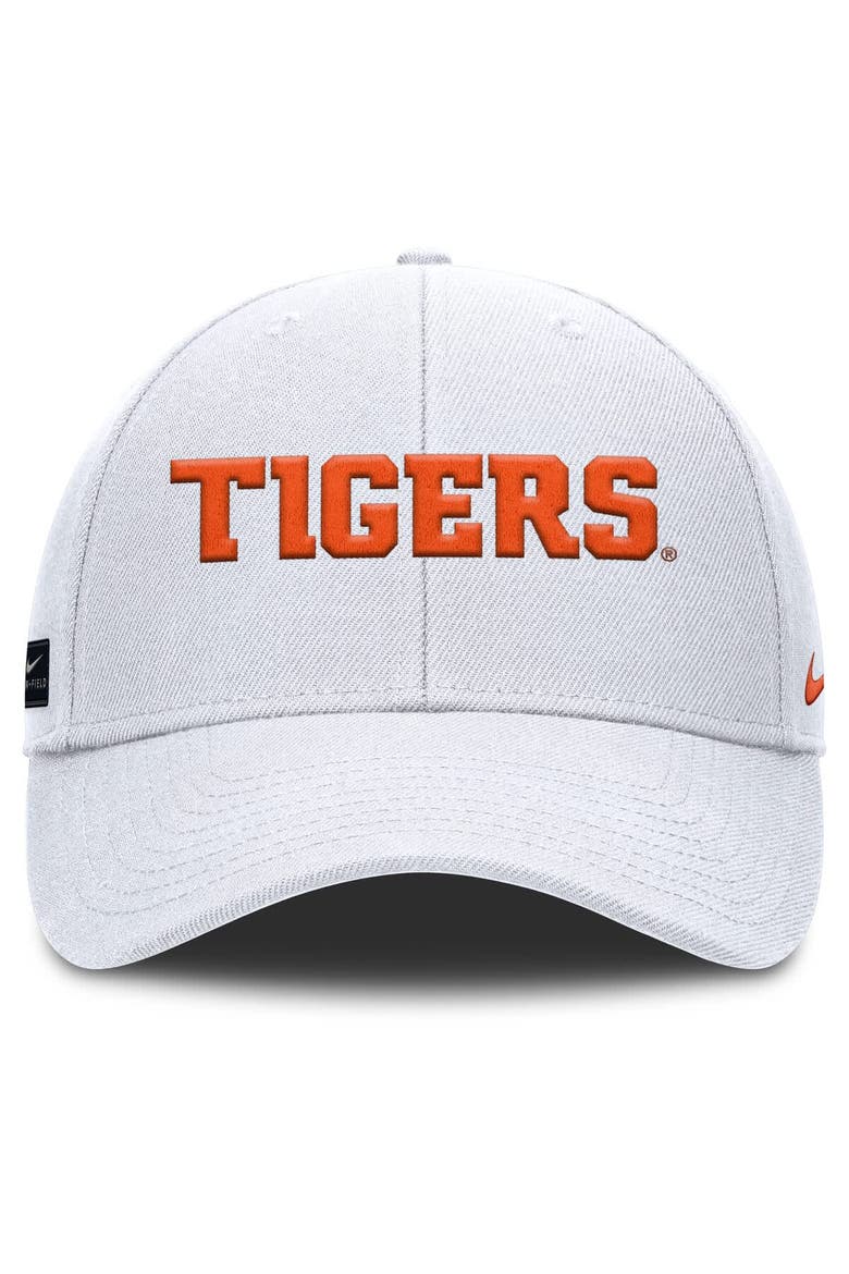 Men's Nike White Clemson Tigers 2025 On-Field Rise Performance Adjustable Hat, Alternate, color, White