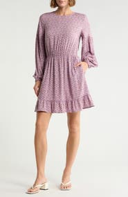 Melrose and Market Long Sleeve Print Minidress