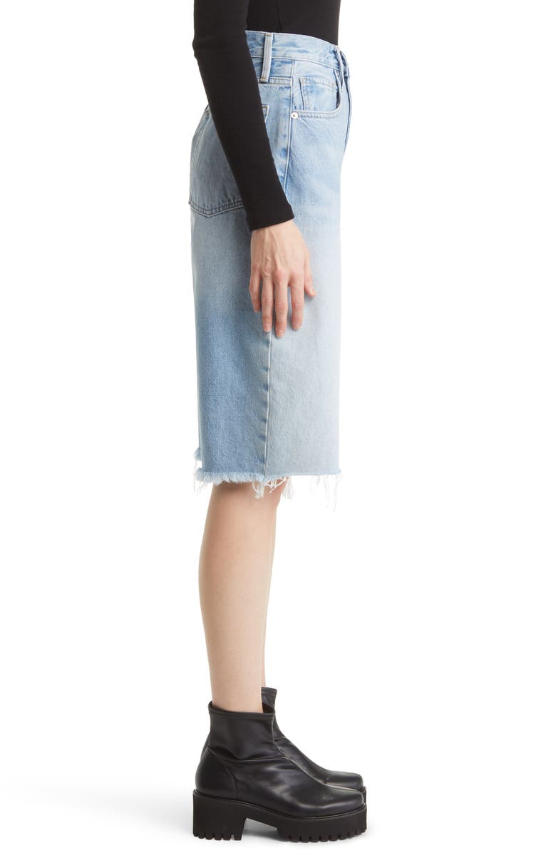 FRAME High Waist Raw Hem Wide Leg Bermuda Shorts, Alternate, color, Zona