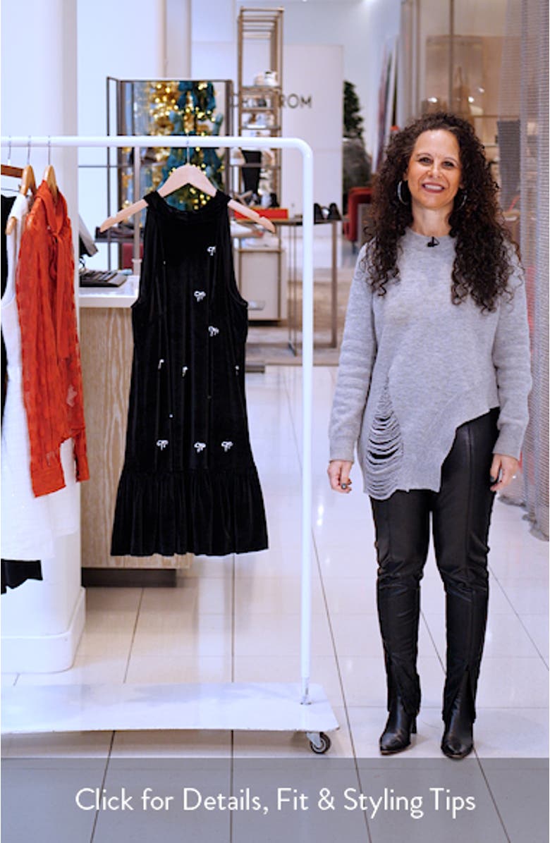 Rhinestone Bow Sleeveless Velvet Dress, sales video thumbnail