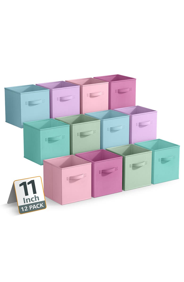 SORBUS 12-Pack Collapsible Storage Cubes, Main, color, Aqua Multi/ Pastel Combo