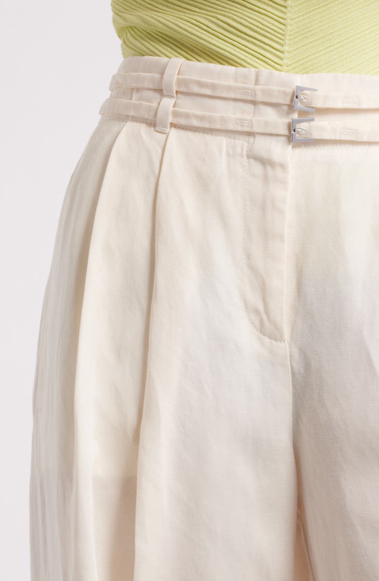 BOSS Taualy Belted Wide Leg Pants, Alternate, color, Soft Cream