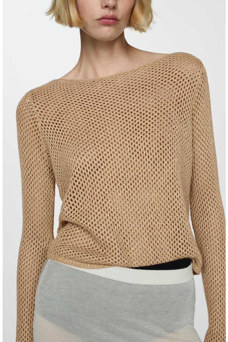 Open Stitch Metallic Sweater, Alternate, color, GOLD