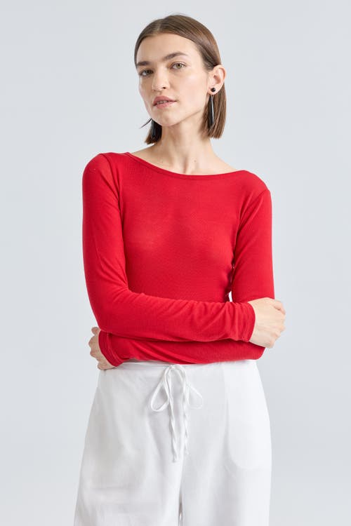 Almina Concept Long Sleeve Boat Tee In Red