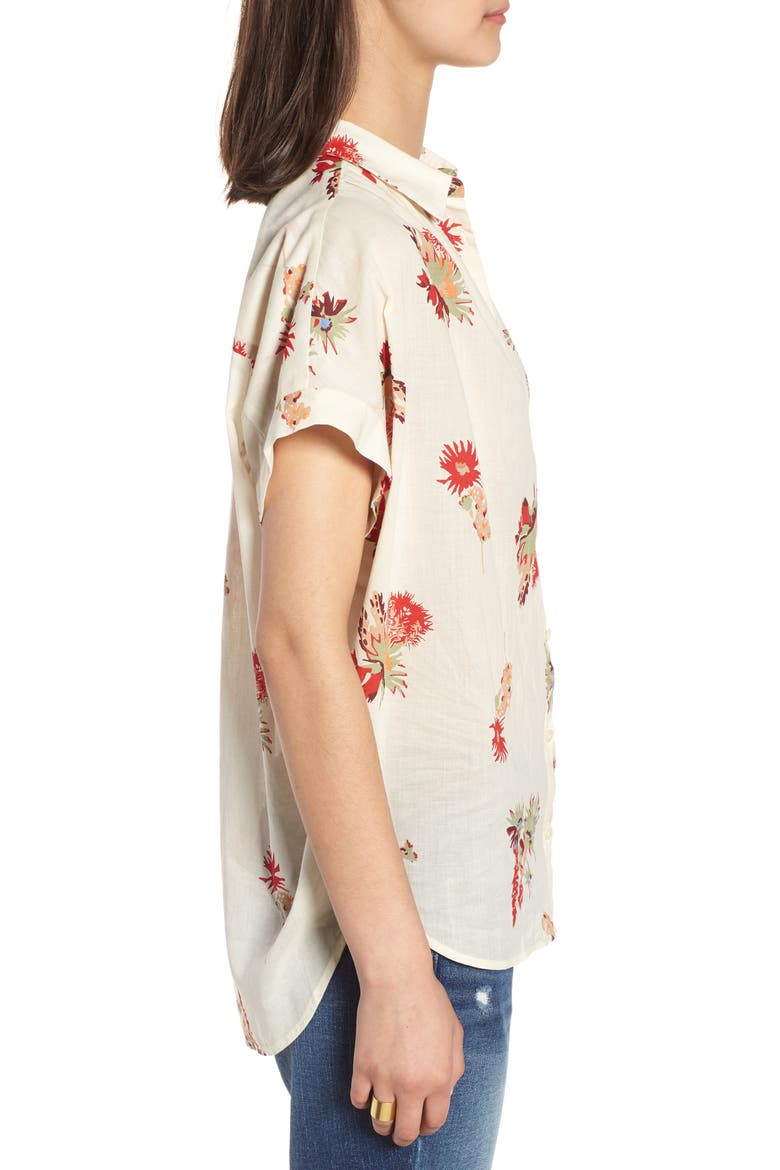 Central Cactus Floral Shirt, Alternate, color, ANTIQUE CREAM