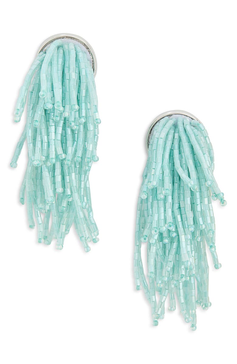 Tasha Seed Bead Fringe Earrings, Main, color, Turquoise