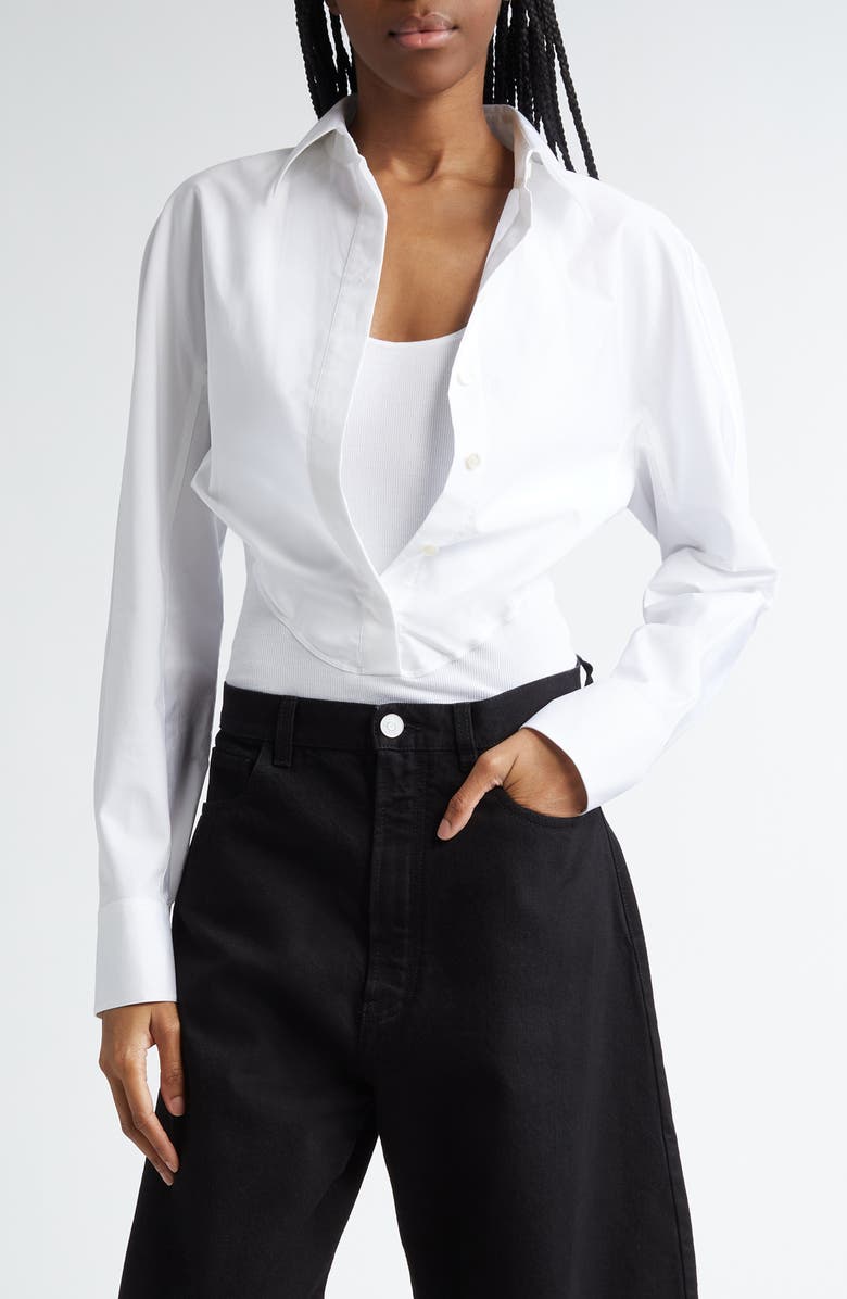 Alaïa Layer Tank & Shirt Thong Bodysuit, Main, color, 