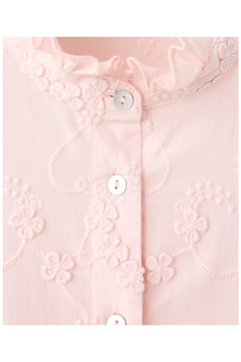 Embroidered Puff Sleeve Cotton Shirt, Alternate, color, PINK