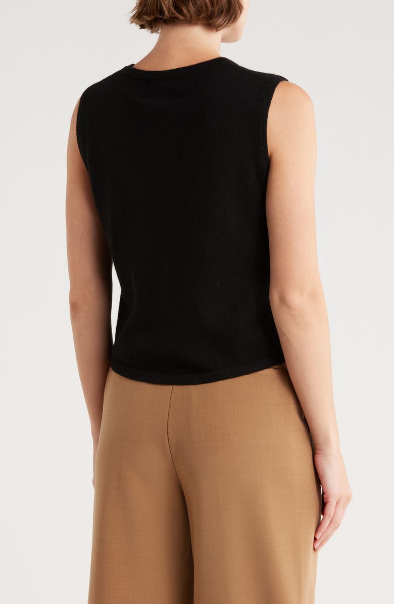 Magaschoni Cashmere Crewneck Crop Sweater Vest, Alternate, color, Black