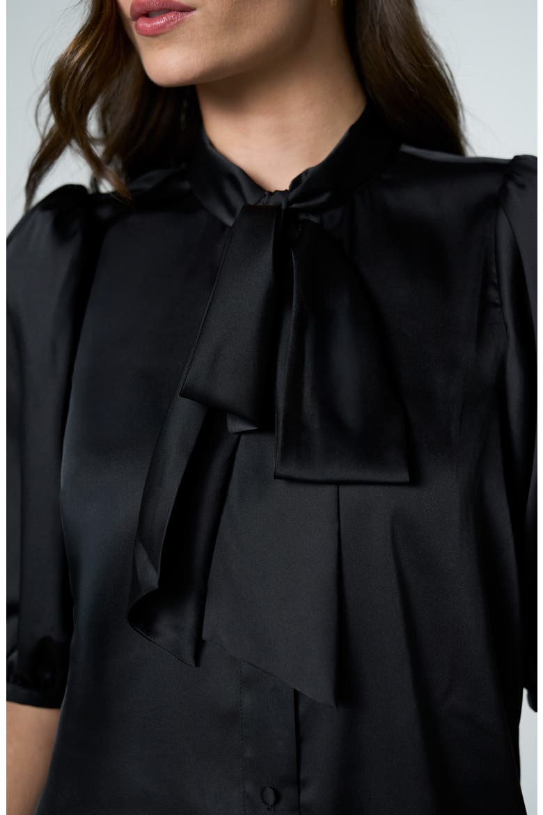 Tie Neck Shirt, Alternate, color, BLACK