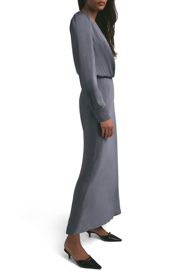 The Nita Long Sleeve Satin Maxi Dress, Alternate, color, DARK SLATE