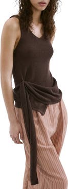 MANGO Asymmetric Drape Sash Knit Top