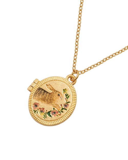 Fable England Running Bunny Locket In Gold