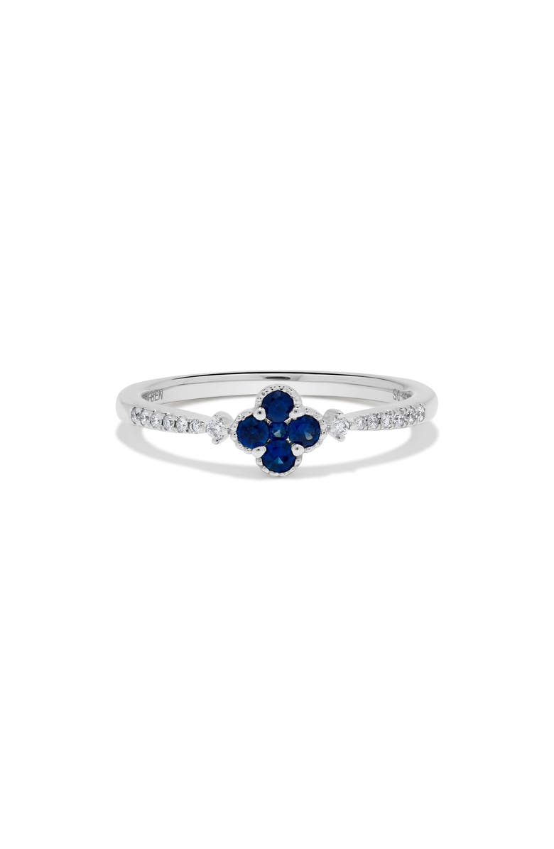 H.J. Namdar Stone & Diamond Clover Ring - 0.08ct., Alternate, color, White Gold/ Sapphire/ Diamond