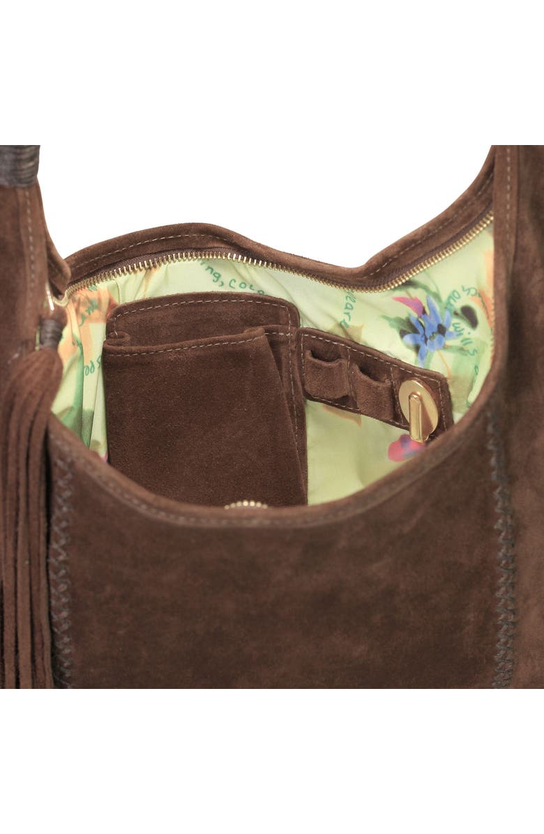 Carlos Falchi Fringe Suede Hobo Bag, Alternate, color, Cocoa