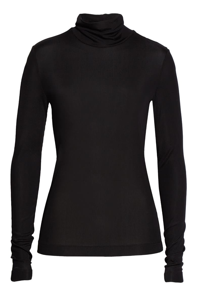 Long Sleeve Rib Turtleneck, Alternate, color, BLACK BK00