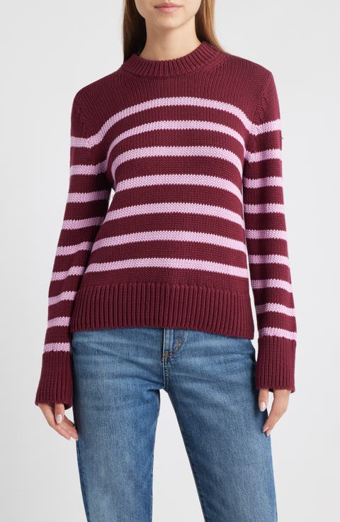 Alise Stripe Crewneck Cotton Sweater