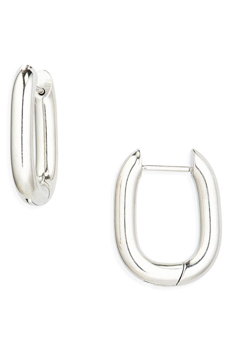 NORDSTROM RACK Waterproof Oval Huggie Hoop Earrings, Main, color, 